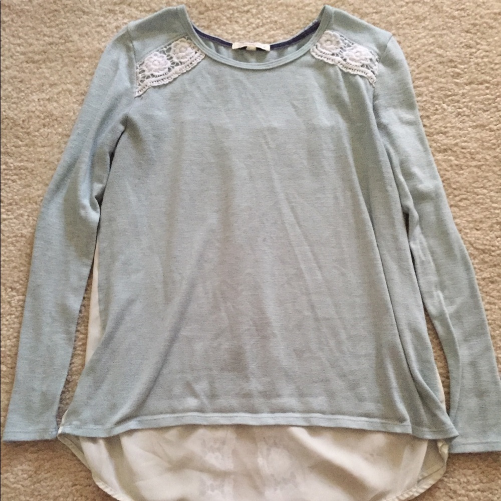 Light Blue Shirt with White Lace